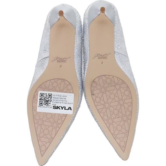 Jewel Badgley Mischka Frenchie Rhinestone Pumps Silver Women's US 8 W - Picture 6 of 6